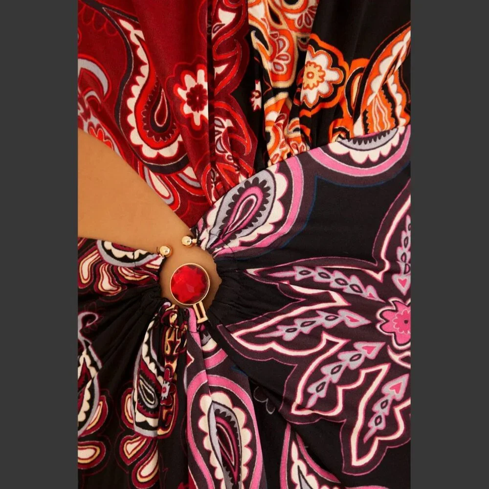 Farm Rio: Sweet Mermaids One Shoulder Maxi Patchwork Cut Out Dress - Picture 6 of 9